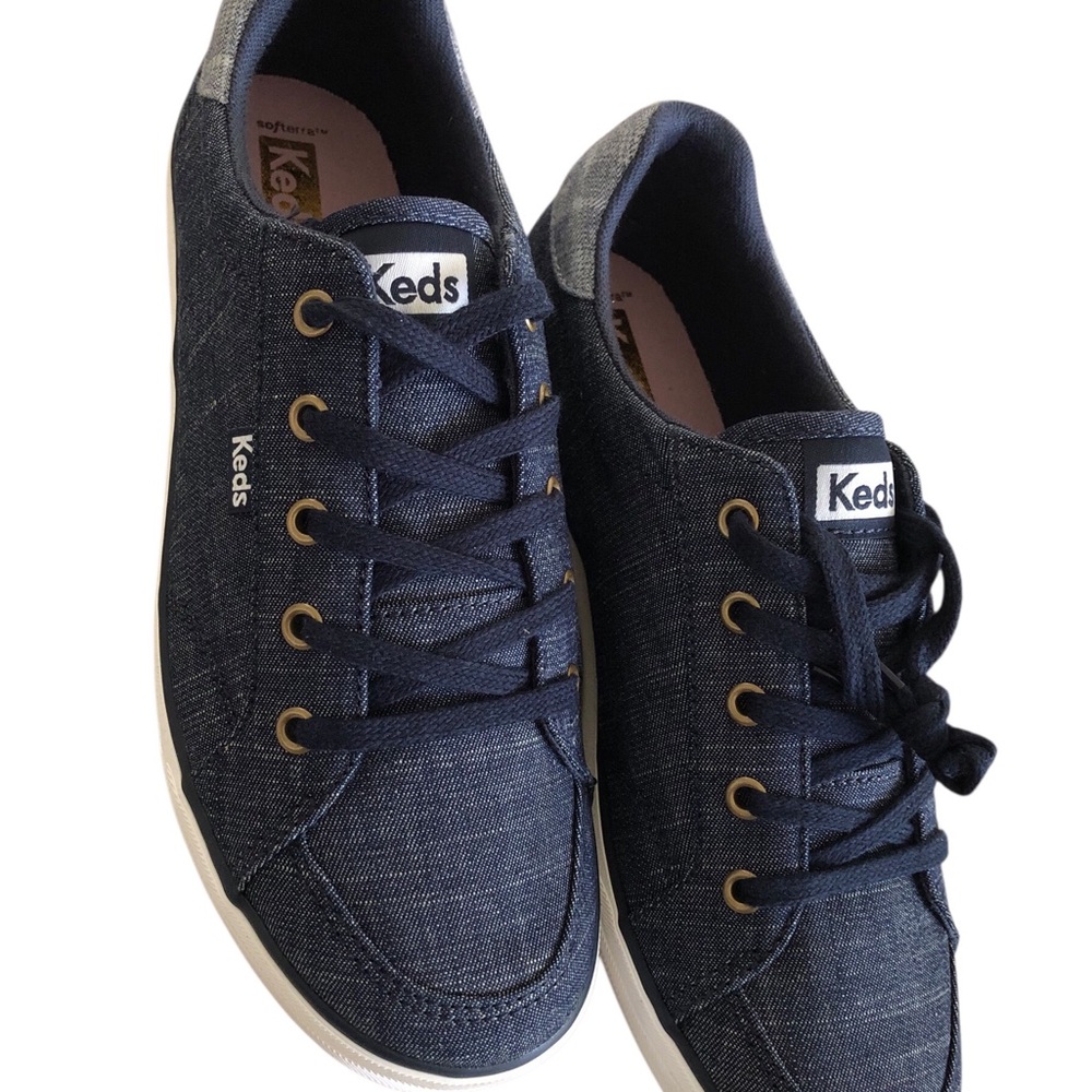 Keds Size 8 WOMENS Center III Navy Denim Lace-Up Sneakers Brand New